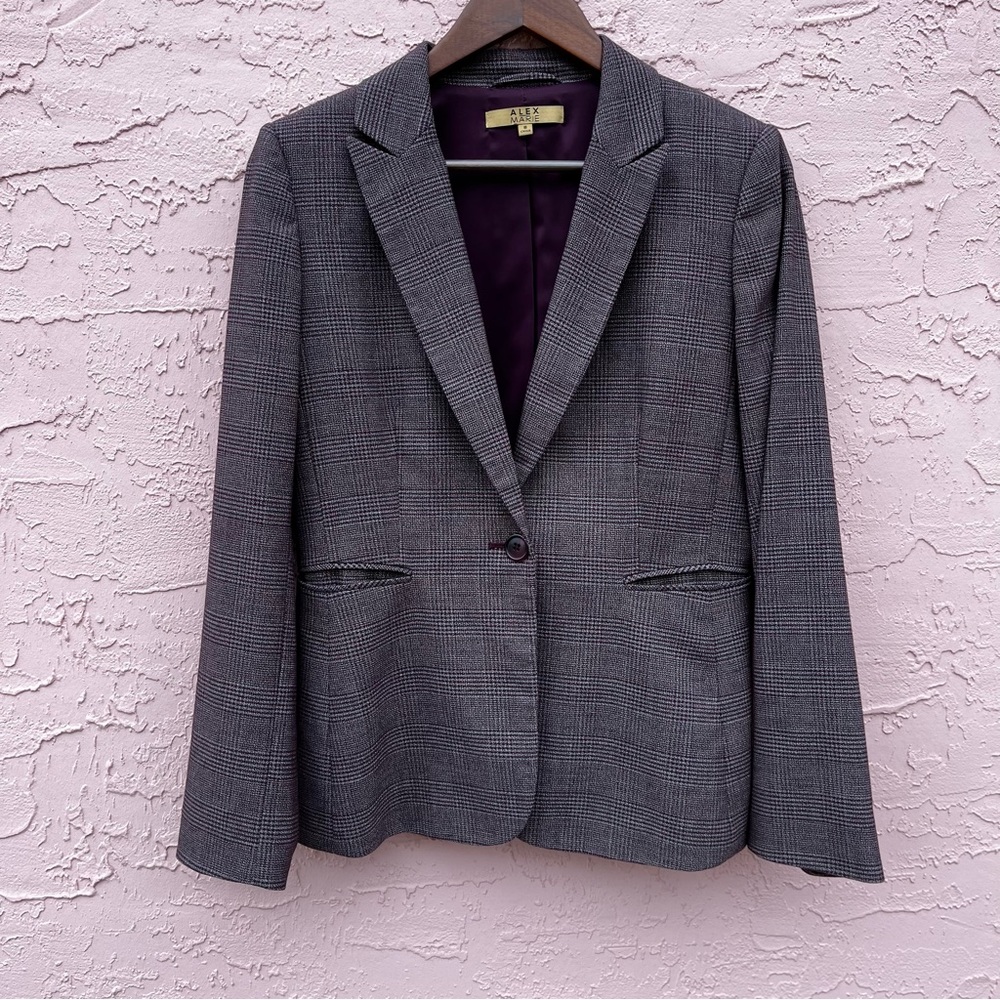 Alex Marie Plaid Purple Blazer Size 8